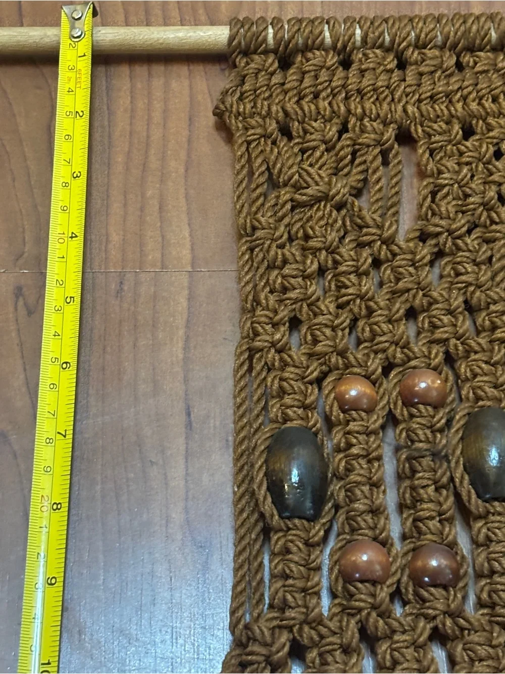 Vintage Macrame Wall Hanging with Sand Dollar Accent